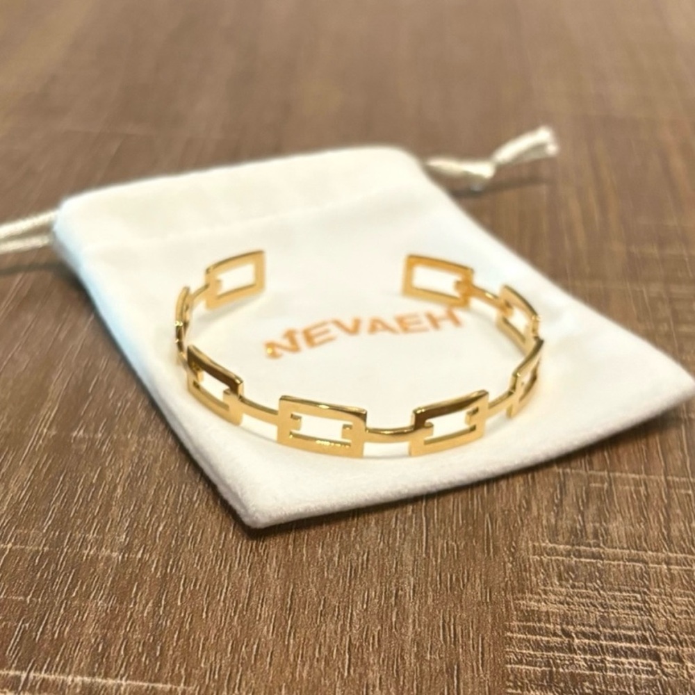 18k yellow gold-plated link ring & bracelet set - Picture 5 of 7
